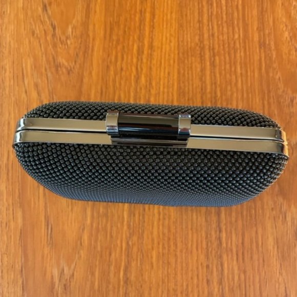 Vintage JESSICA McCLINTOCK BLACK EVENING CLUTCH Opt. Chain, Prom Party Cocktail - Picture 5 of 12